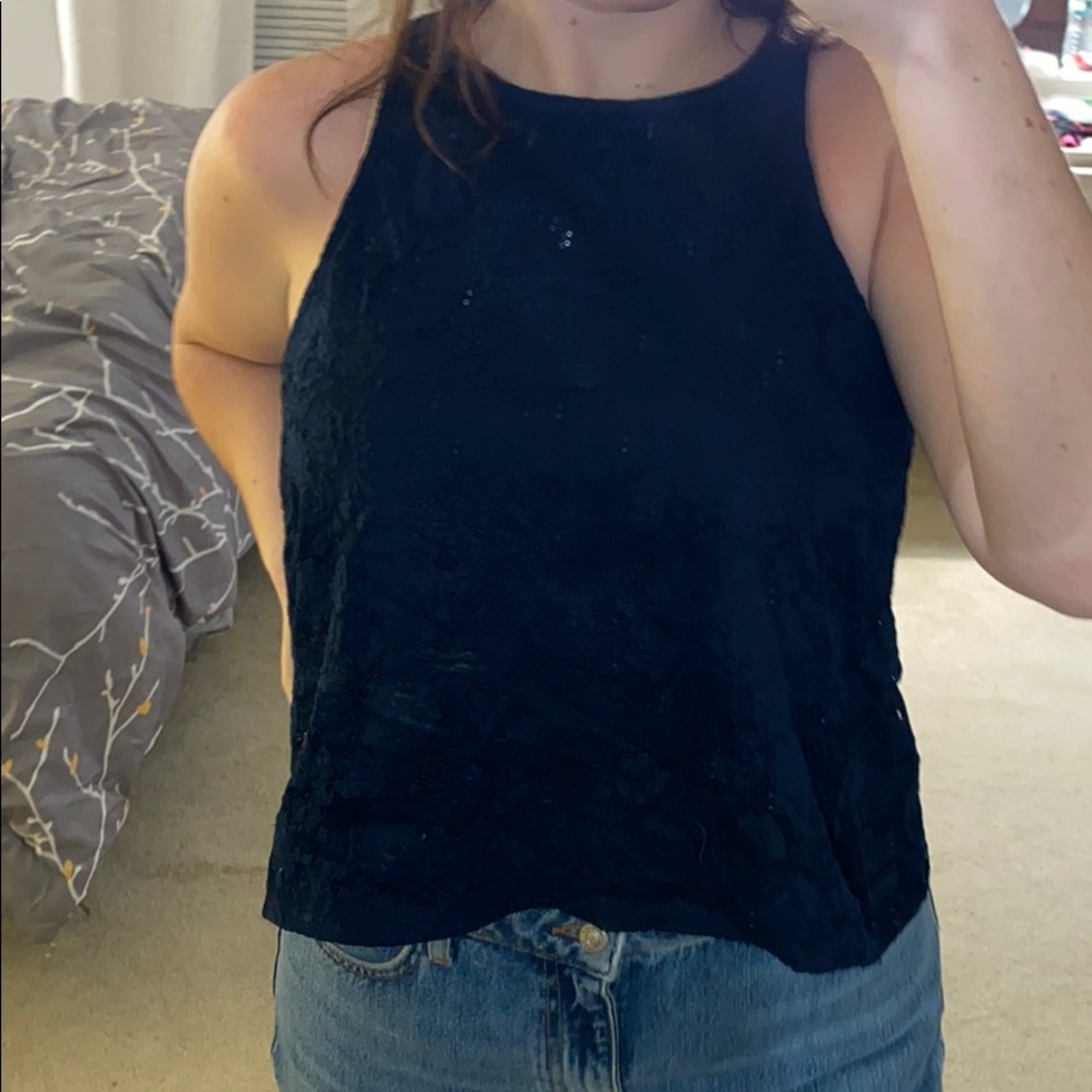 Lace halter tank